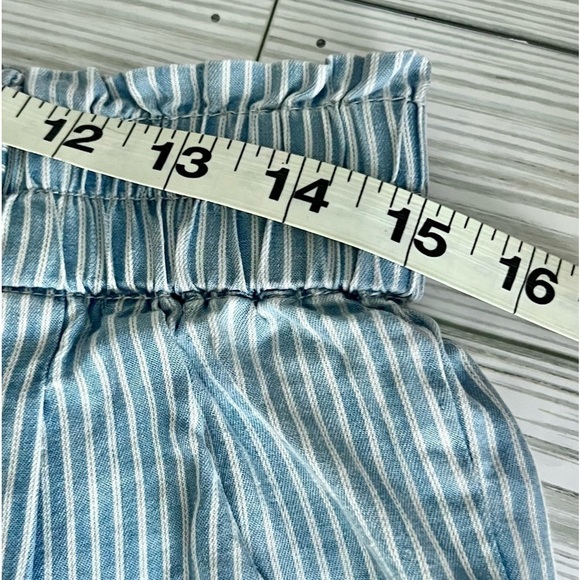 JOLT Junior’s Flowy Pull‎ On Fabric Tie Blue Stripe Shorts Size M Cowgirl Boho - Picture 13 of 14